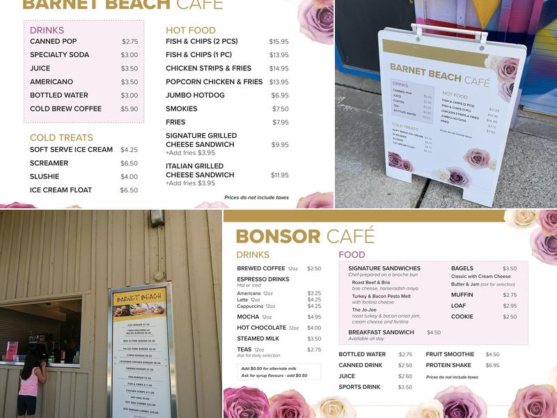 Barnet Marine Park Café Menu