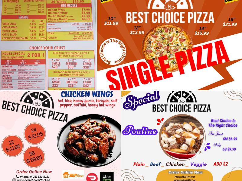 Best Choice Pizza 2 for 1 Menu