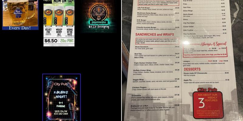 City Pub Menu