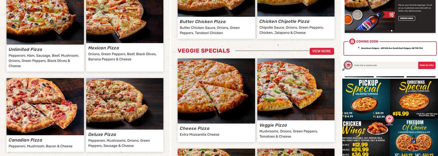 Canadian Pizza Unlimited & Donair Menu