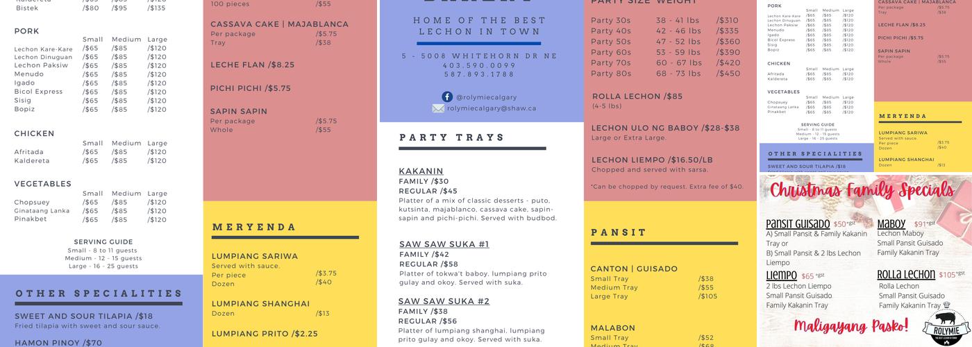 Rolymie Bakery Snacks & Things Menu