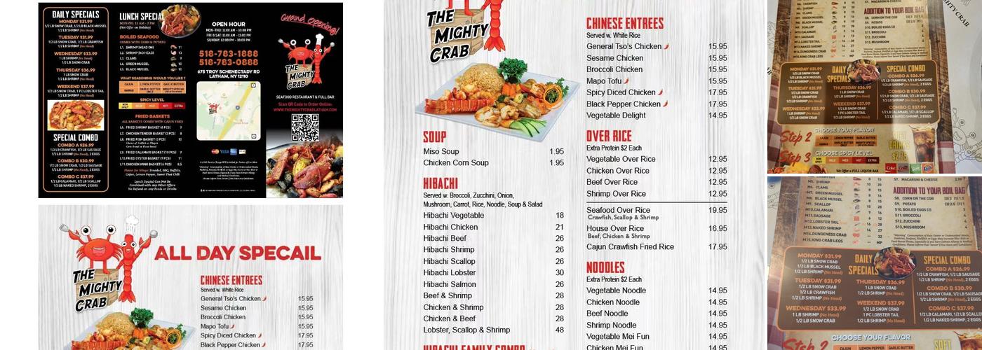 The Mighty Crab Menu