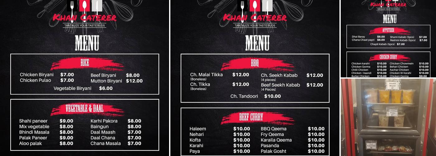 Khan Caterer Ltd Menu