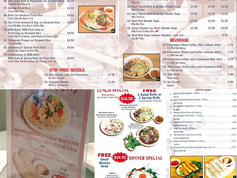 Shawnessy Vietnamese Restaurant Menu