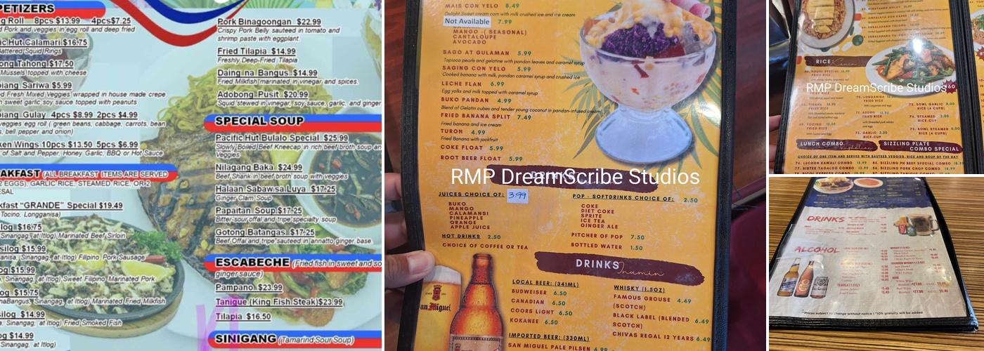 Pacific Hut Restaurants and Bakeshop Menu