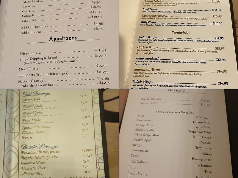 Ishtar Restaurant Menu