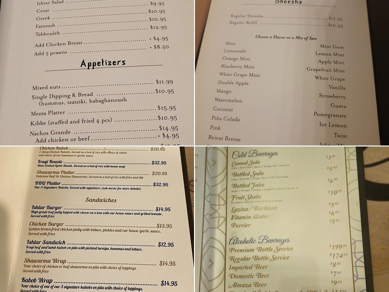 Ishtar Restaurant Menu