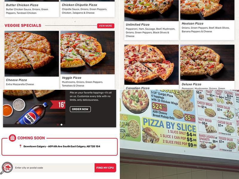 Canadian Pizza Unlimited Menu