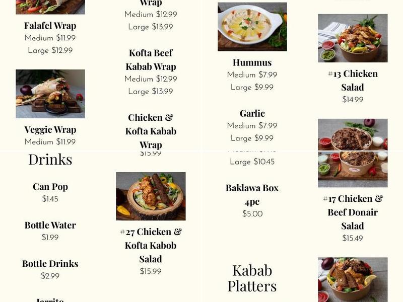 Avesta Shawarma Menu