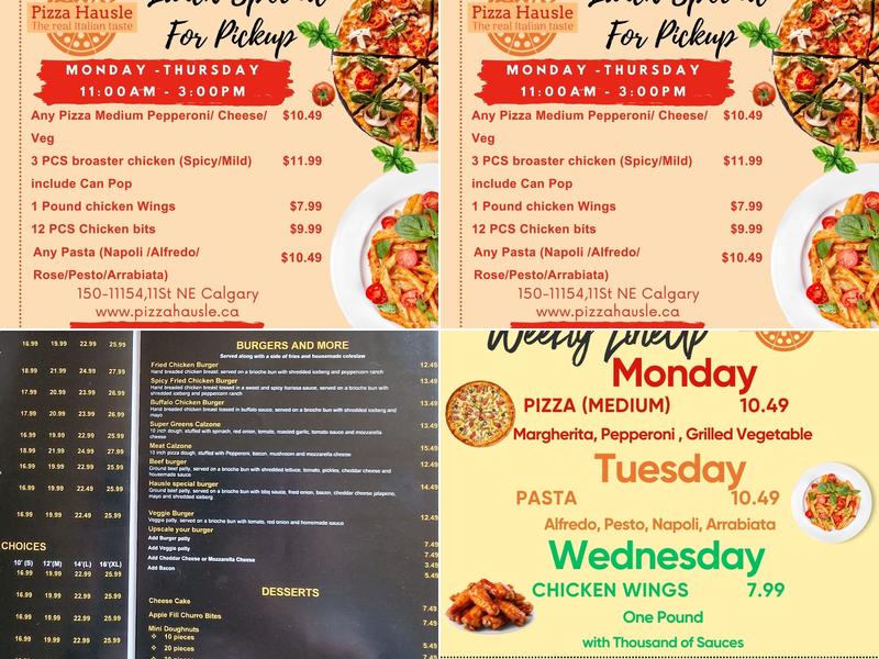 Pizza Hausle - Best Pizza and Chicken in Calgary - Near Calgary YYC Airport Menu