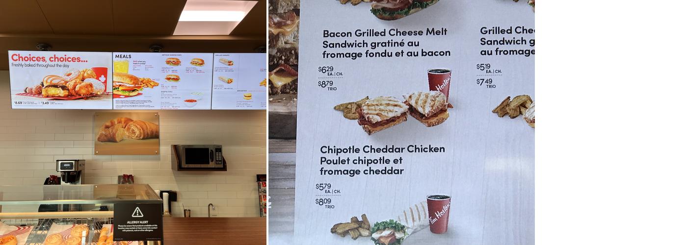 Tim Hortons Menu