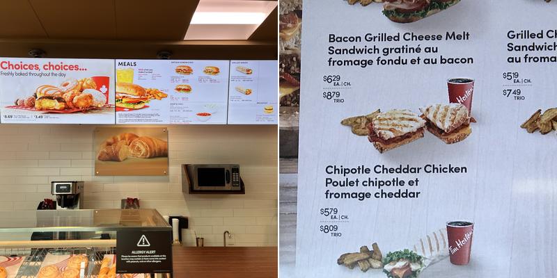Tim Hortons Menu