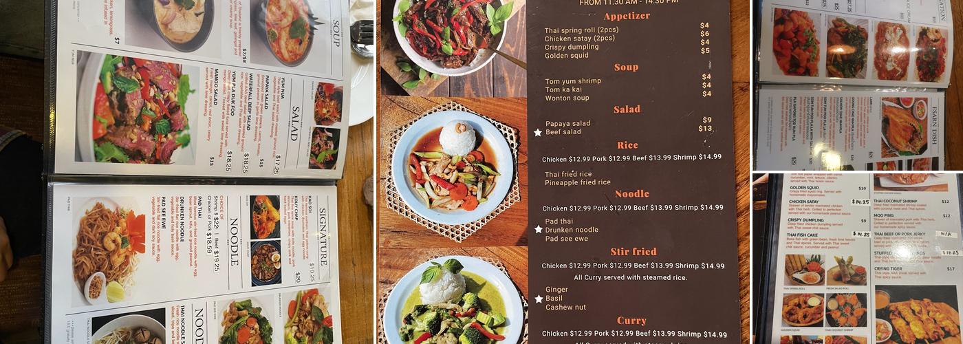 Zab Der Authentic Thai Menu