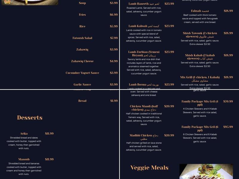 HOUSE OF MANDI Menu