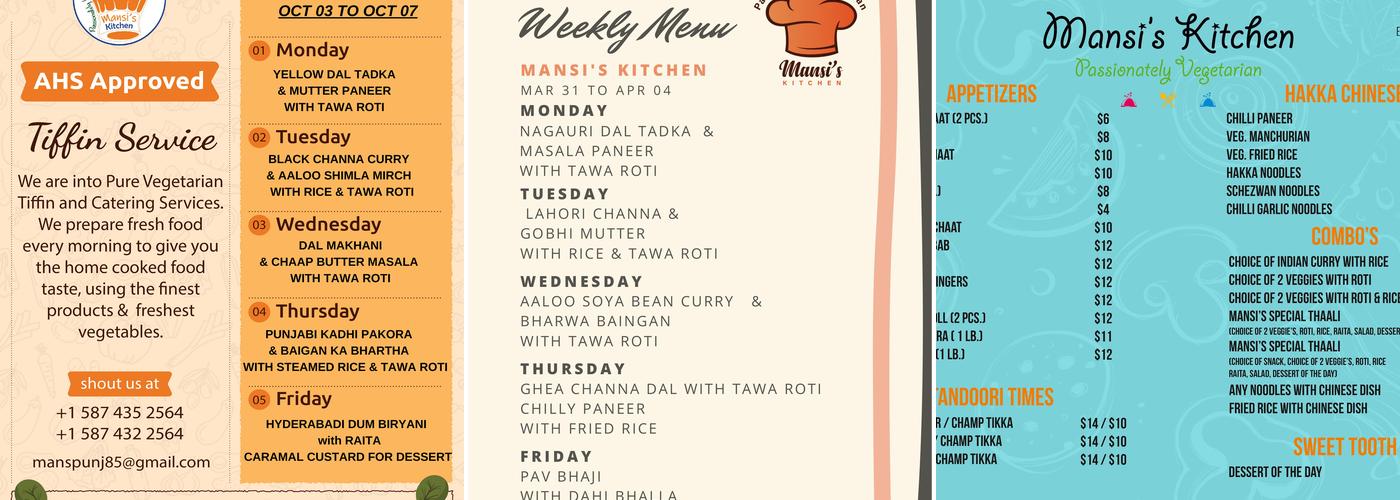 Mansi's Kitchen Menu