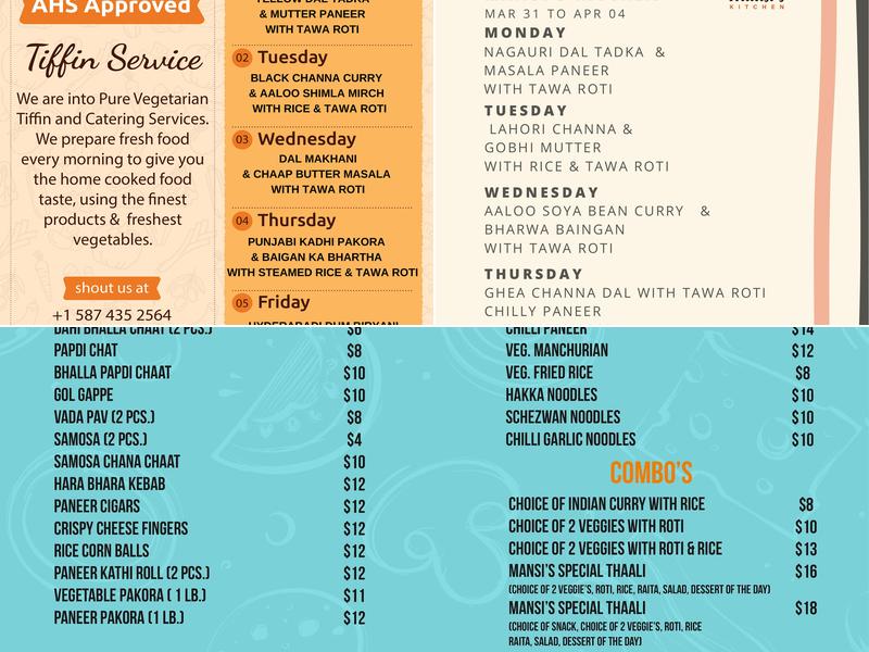 Mansi's Kitchen Menu