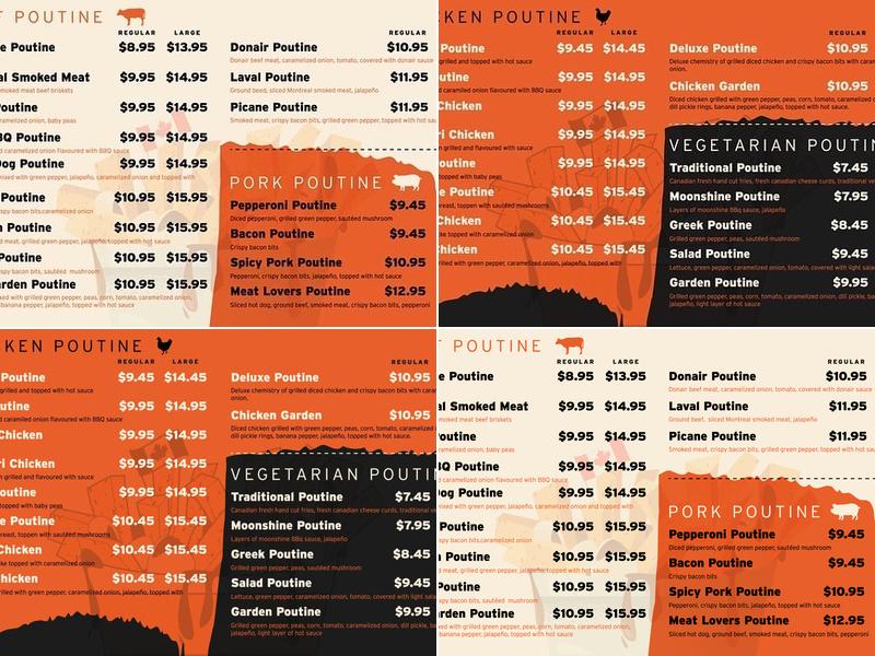 Flavours of Poutine Menu