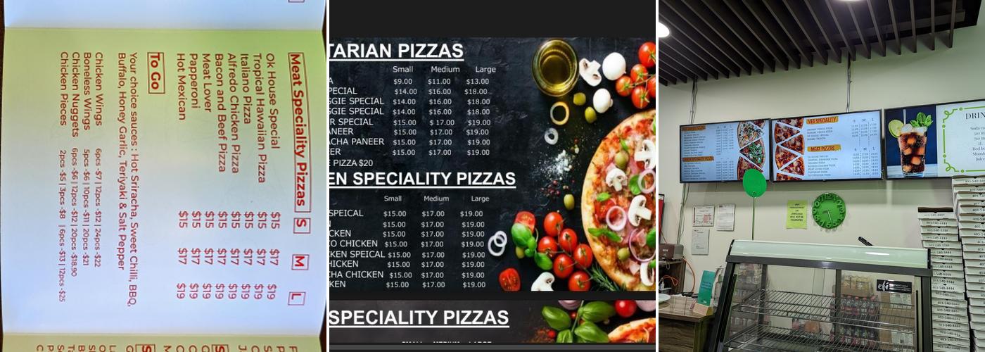 Ok Pizza Plus Menu