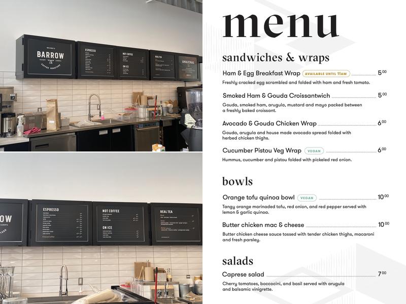 Barrow Coffee Roasters Menu