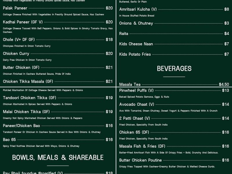 THE ROARING ROLLS (MODERN INDIAN BISTRO) Menu