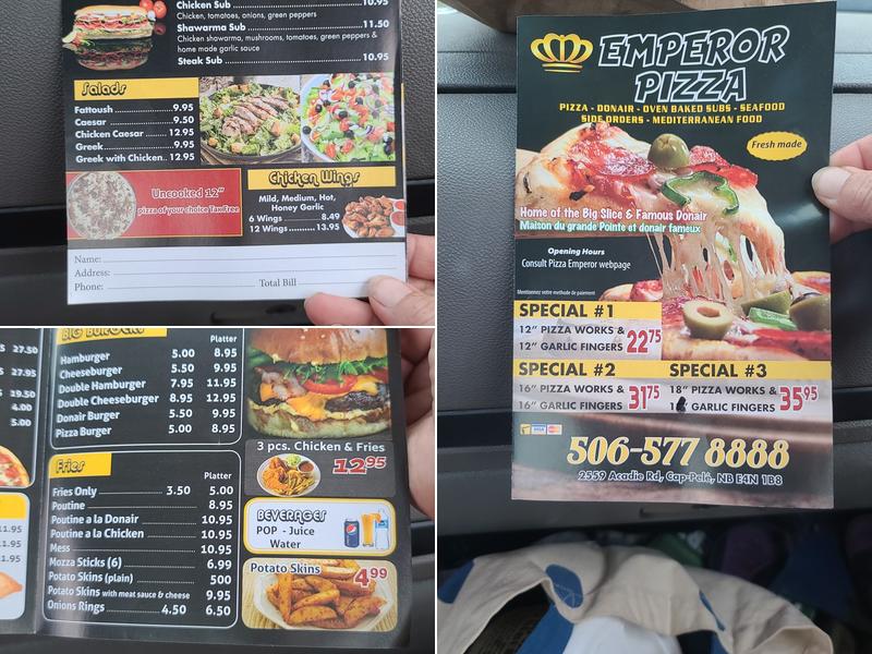 Emperor Pizza Menu