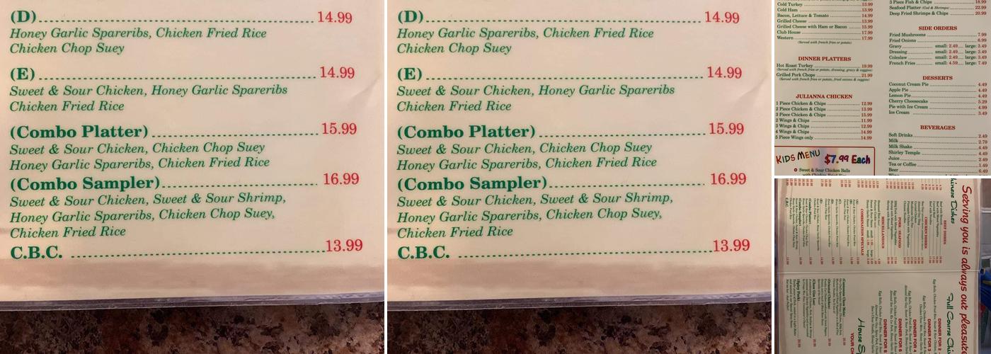 Don's Restaurant Menu