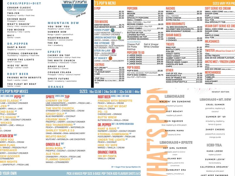 What's Pop'n Pop Shop Menu