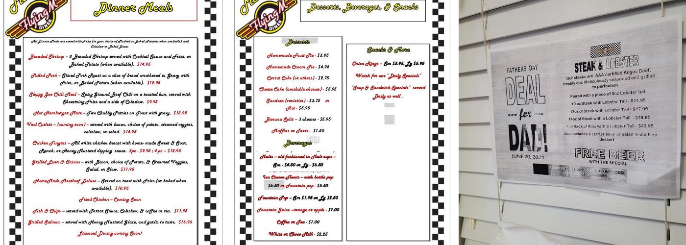 Flying M Diner (2016) Menu