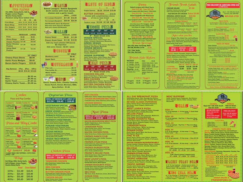 Friends Pizza Carstairs Menu