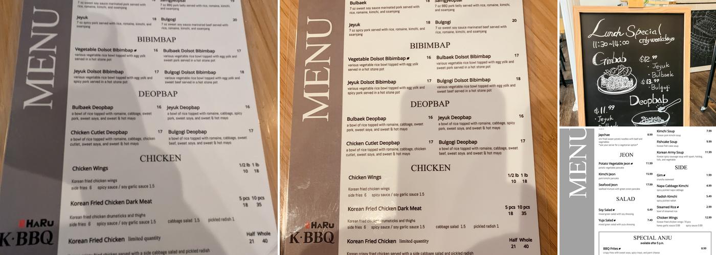 Haru K-BBQ Menu