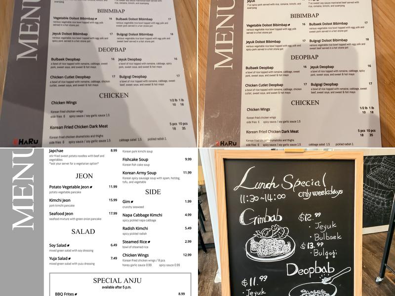 Haru K-BBQ Menu