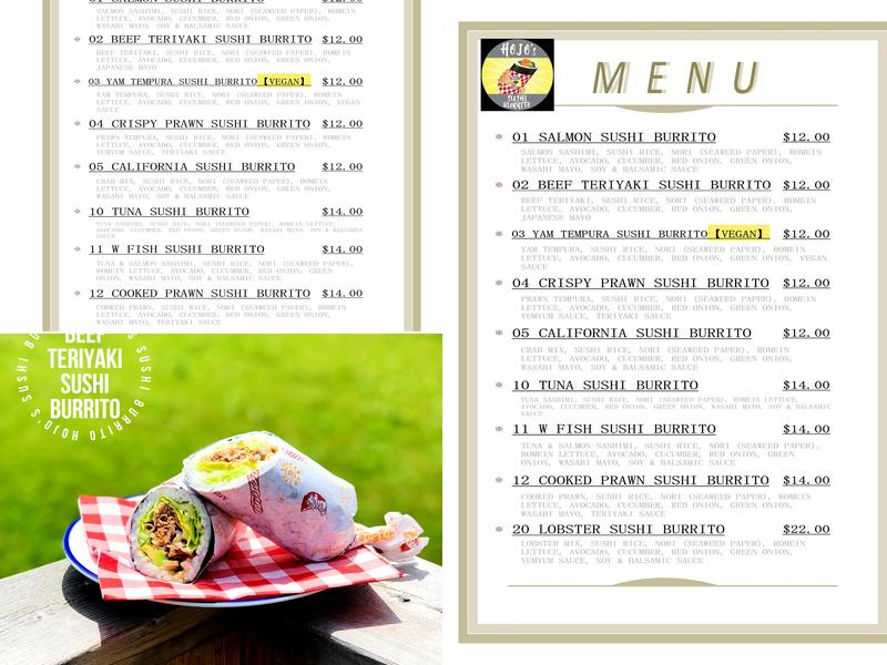 Hojo's Sushi Burrito Menu