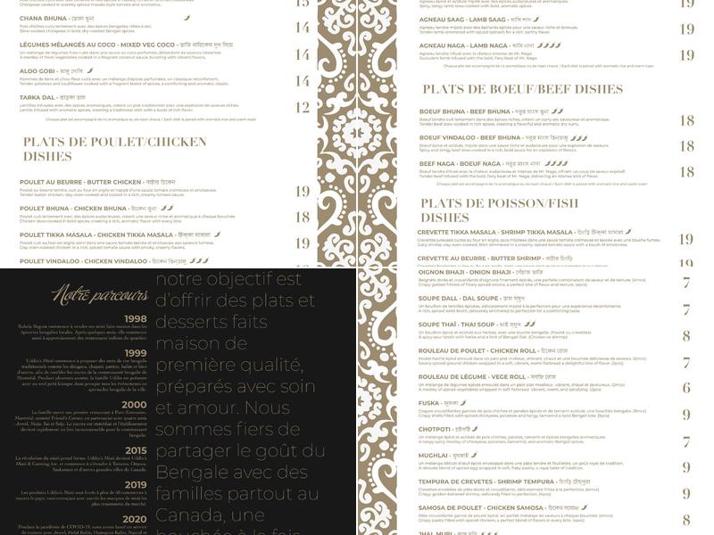 Uddin's Misti Menu