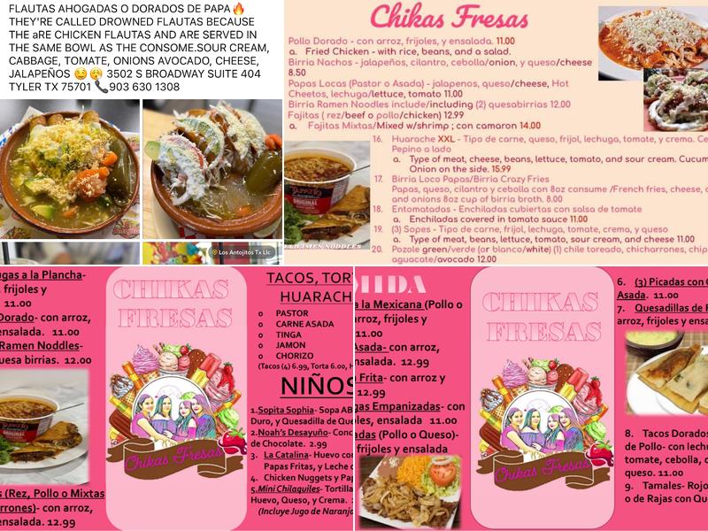 Chikas Fresas Menu