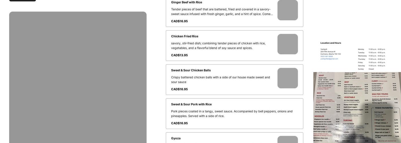Yoshigrill Menu