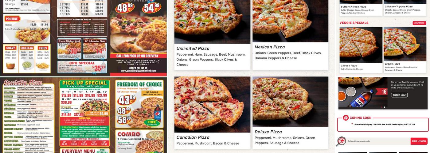 Canadian pizza unlimited Menu