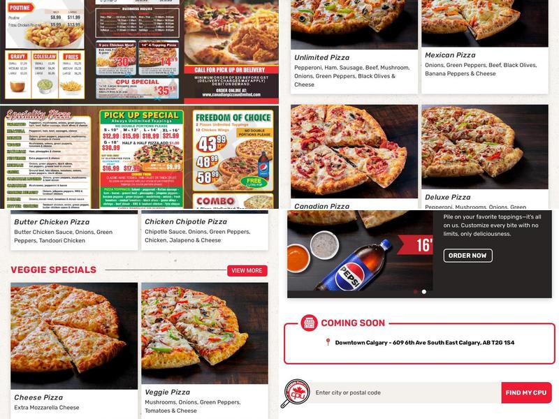 Canadian pizza unlimited Menu