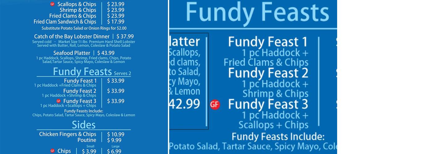 Catch Of the Bay Menu