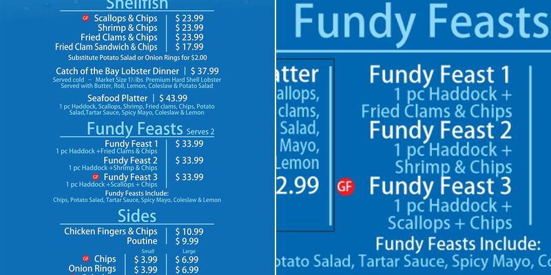 Catch Of the Bay Menu