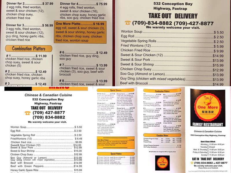 One More Restaurant Menu