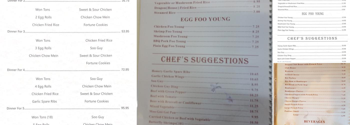 Dragon Restaurant Menu
