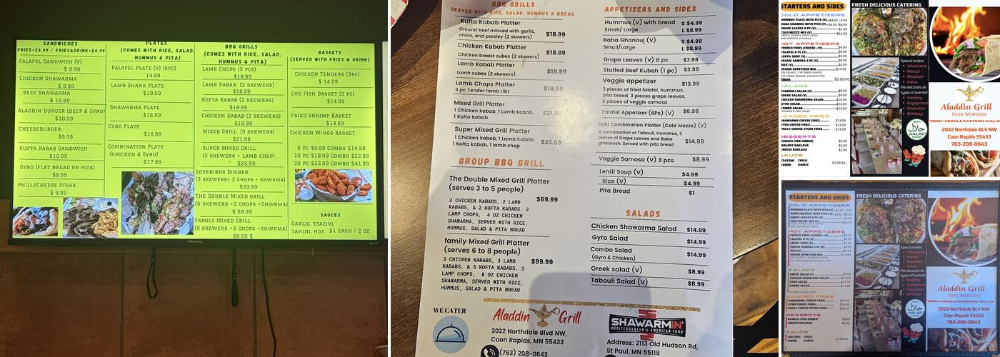 Aladdin Grill Menu