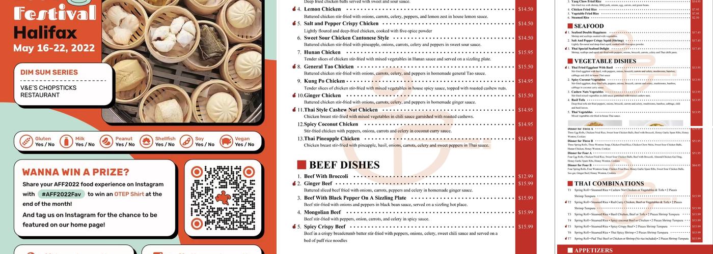 V&E’s Chopsticks Menu