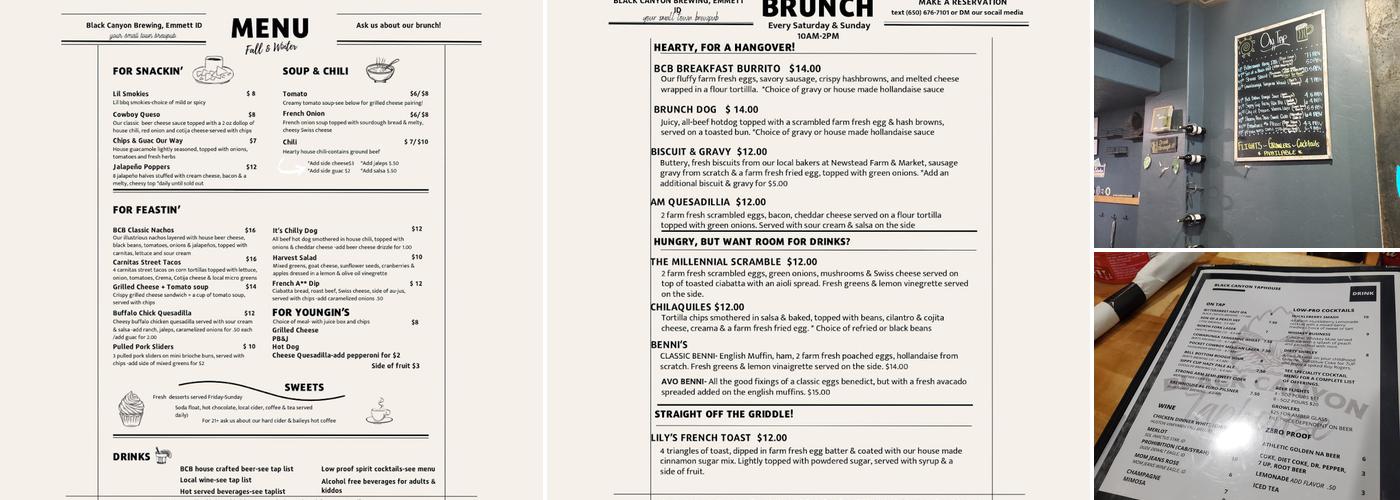 Black Canyon Brewing Menu