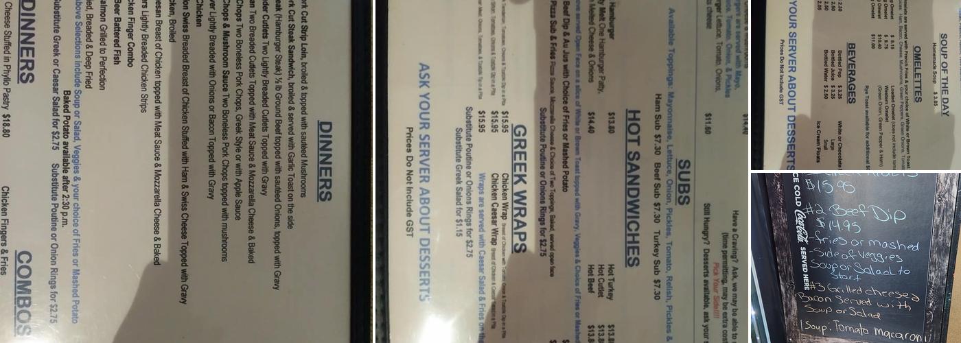 Coronation Cafè Menu
