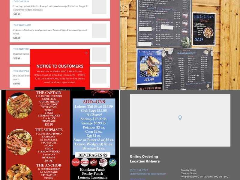 Underwater Seafood Menu