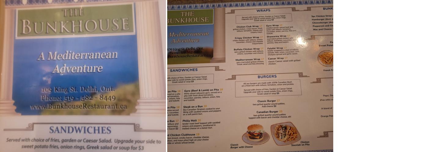The Bunkhouse Menu