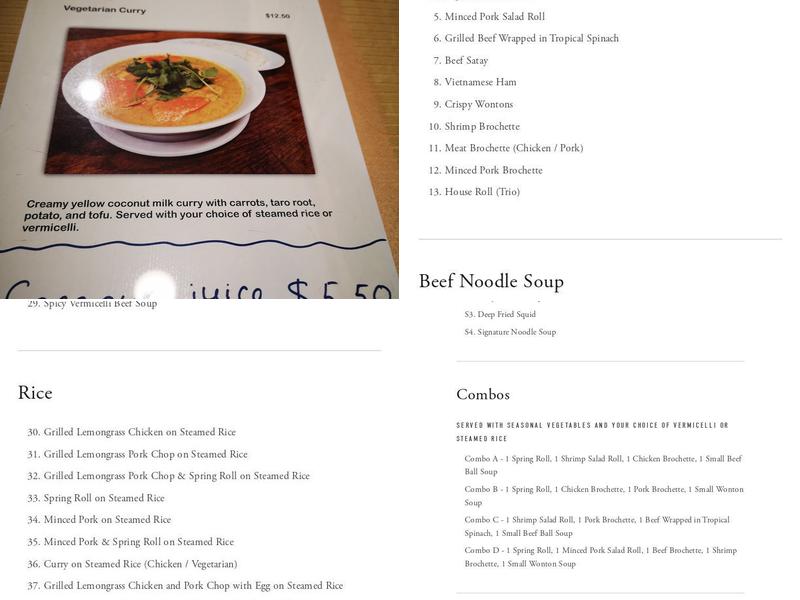 Pho Saigon Restaurant Menu