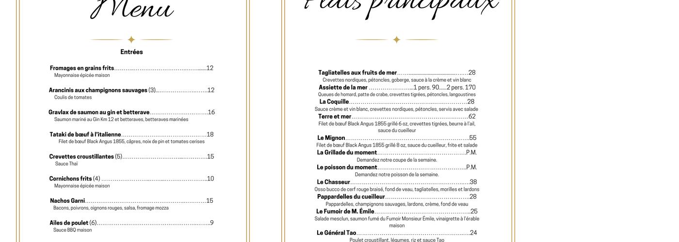 Resto Bar Suite 117 Menu