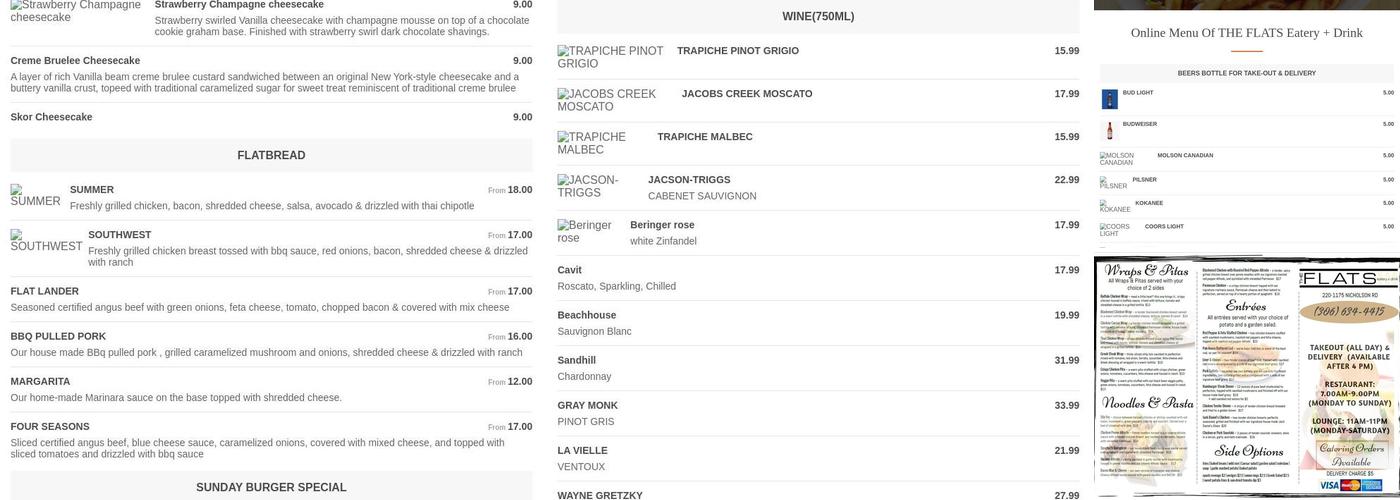 The Flats Eatery + Drink Menu